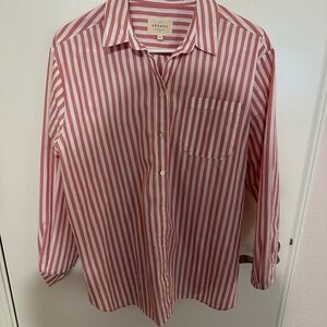 Sezane Max Oversized Pink Striped Shirt Size 36/US 4